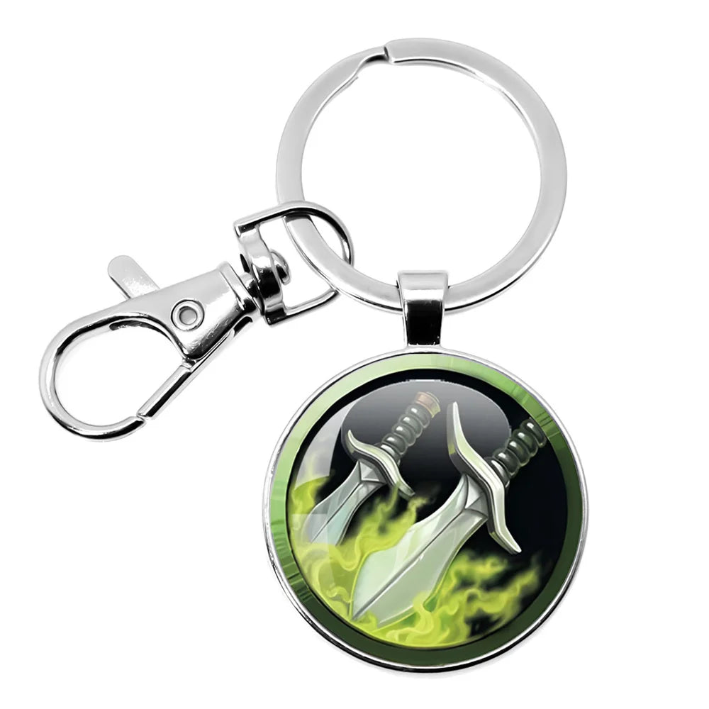 Game World Of Warcraft Keychain WOW Glass Pendant Key Chain For Women Men Keyring Jewelry Hearthstone