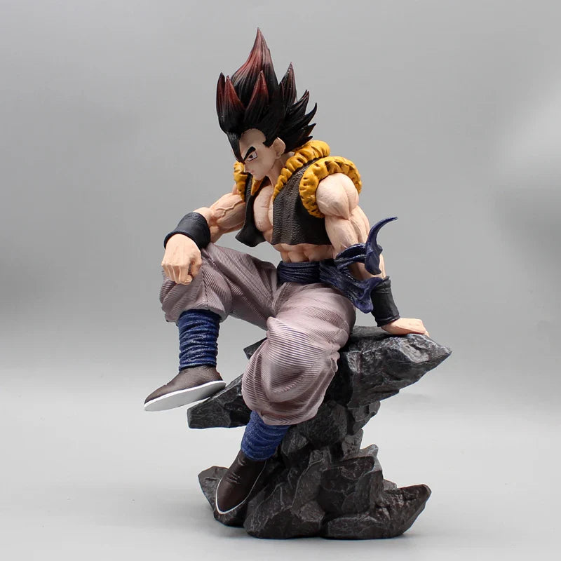 Sitting Gogeta Super Saiyan and Blue Anime Figure, 3 Swappable Heads Dragon Ball Z Figurines PVC 23 CM