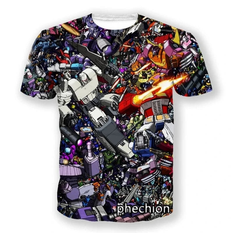 phechion New Men/Women Transformers 3D Printed Short Sleeve T-Shirt Fashion T Shirt Sport Hip Hop Summer Tops L105