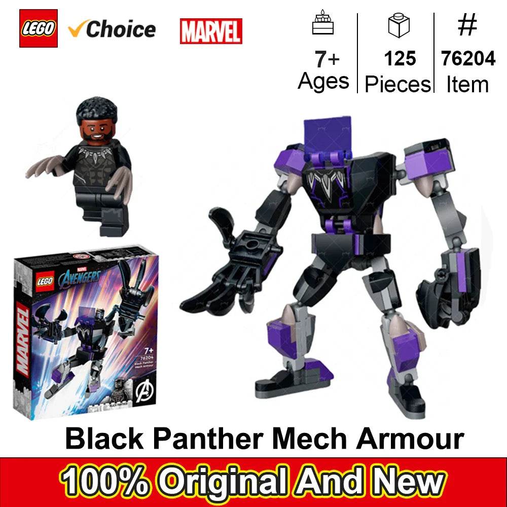 LEGO 76204 Marvel Black Panther Mech Armor Building Kit; Collectible Mech and Minifigure for Super-Hero Kids Aged 7+ (124 Pcs) - 76204