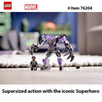 LEGO 76204 Marvel Black Panther Mech Armor Building Kit; Collectible Mech and Minifigure for Super-Hero Kids Aged 7+ (124 Pcs) - 76204