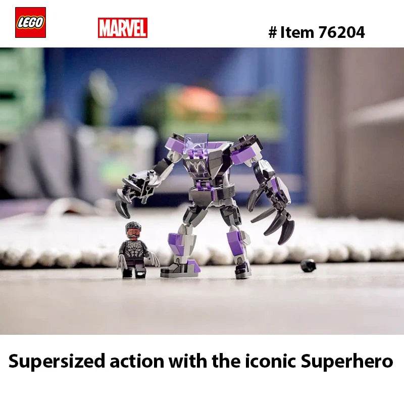 LEGO 76204 Marvel Black Panther Mech Armor Building Kit; Collectible Mech and Minifigure for Super-Hero Kids Aged 7+ (124 Pcs) - 76204