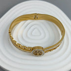 New tree of life horseshoe zircon gold-plated stainless steel bracelet 18K, high quality waterproof couple bracelet, wife gift