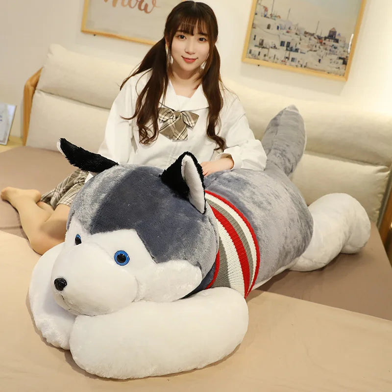 Giant Husky Plush Toy – Soft Dog Body Pillow Stuffed Animal