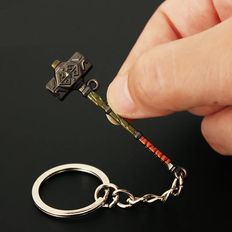 6cm Link Hammer Pendant Model Keychain for Men Game Peripheral The Hyrule Fantasy Key Ring Fans Collect Jewelry