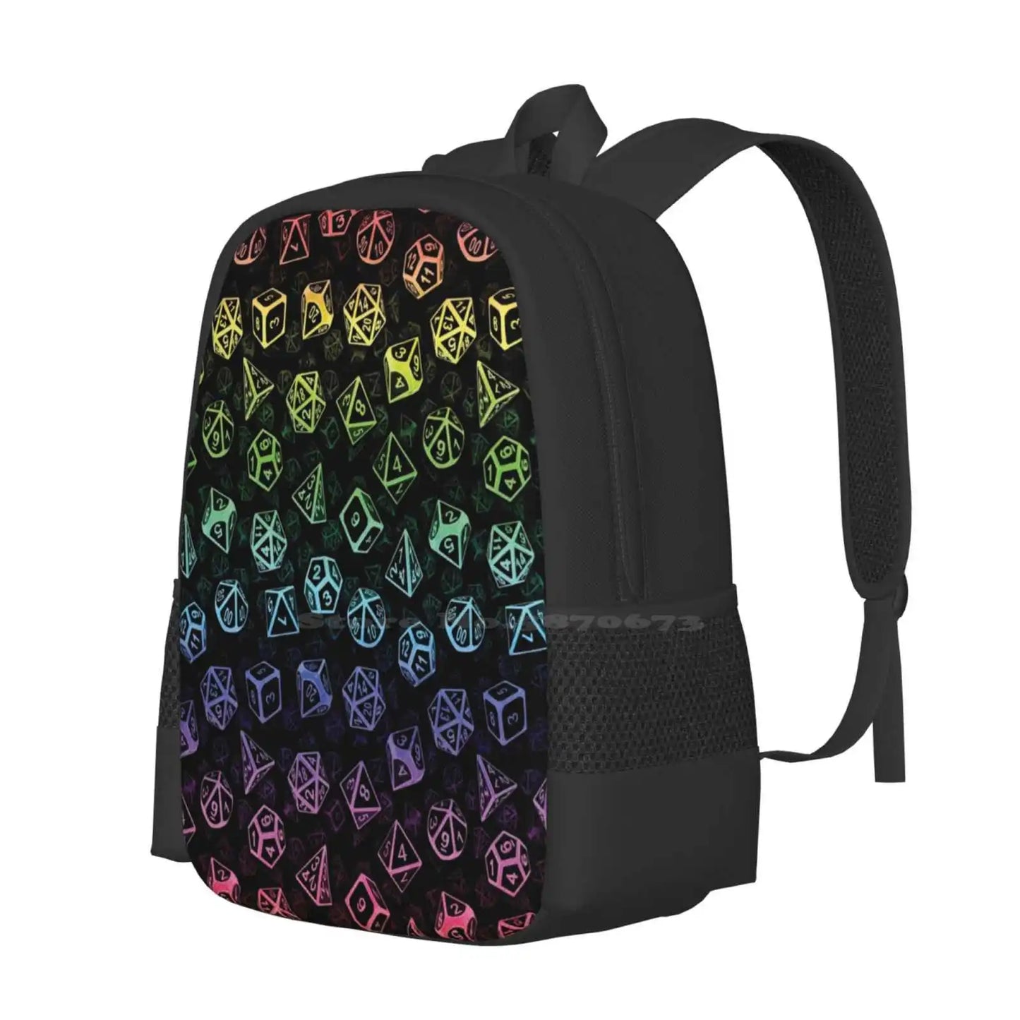 D20 Dice Set Pattern ( Rainbow ) Pattern Design Bagpack School Bags D20 Dnd And Dragons Pathfiner Starfinder Dice Set Nerd Geek