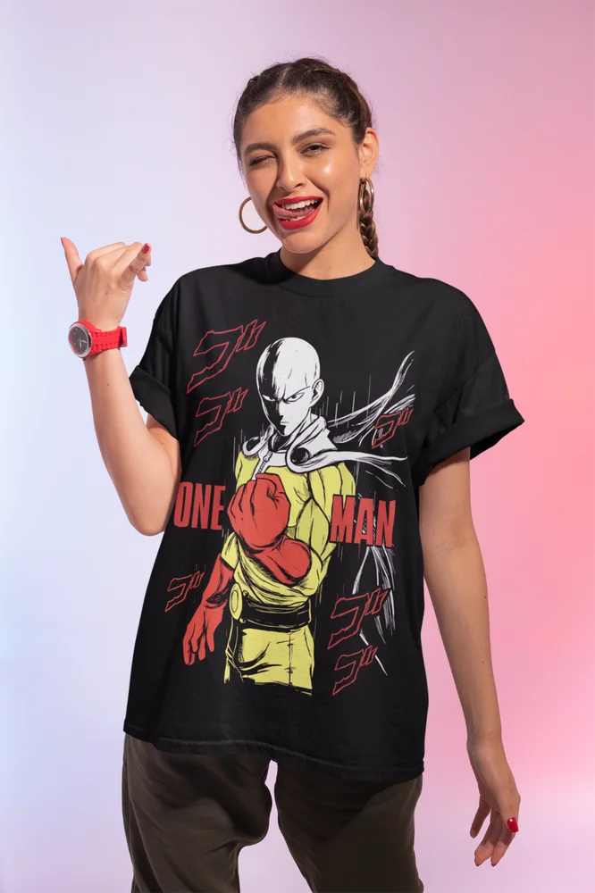 Saitama T-Shirt: One Punch Man Anime Manga Black Tee