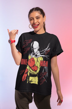 Saitama T-Shirt: One Punch Man Anime Manga Black Tee