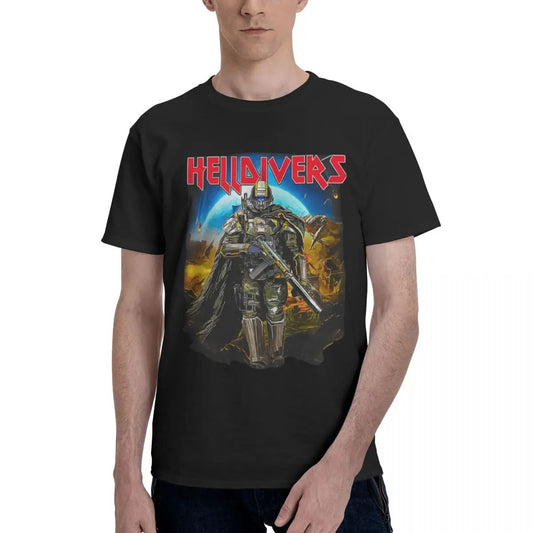 Novelty Game Helldivers 2 Skull T-Shirt Men Crewneck 100% Cotton T Shirt Malevelon Creek Short Sleeve Tee Shirt Original Tops