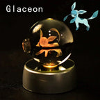 Pokemon 3D Crystal Ball Pokeballs with LED Light Base, Kids Anime Toy Gifts