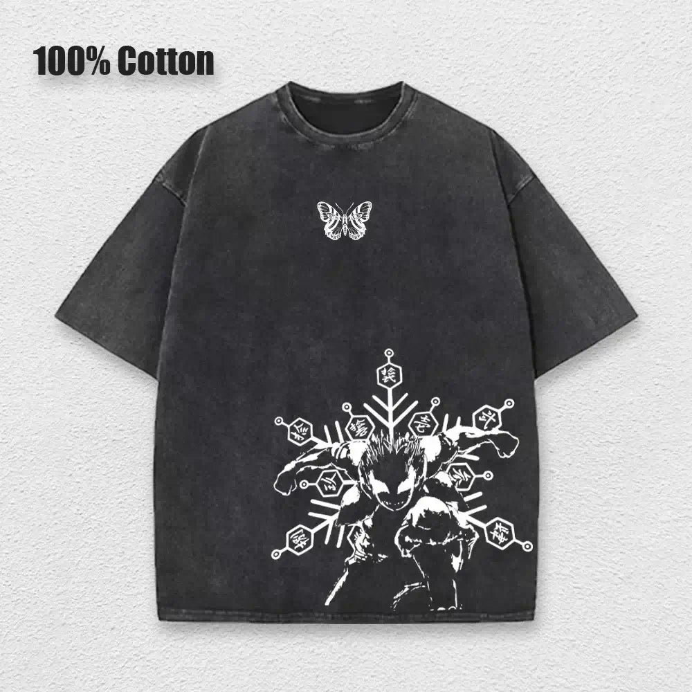 Akaza Koyuki T-shirt: Washed Oversized Anime Graphic Tee