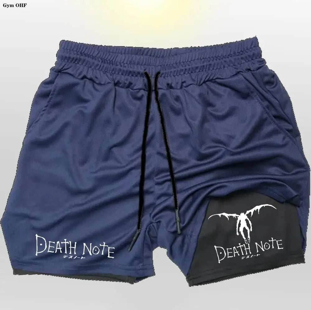 Death Note Gym Shorts: Dominate Your Workout with Dark Precision! - Navy Black / M