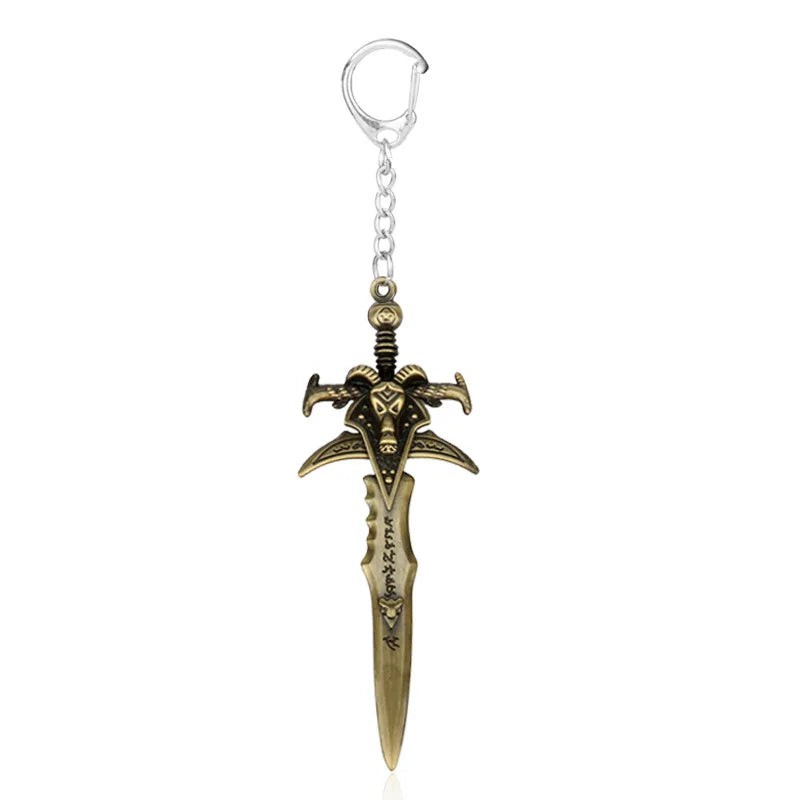 Hot Game Jewelry WOW World of Warcraft HearthStone Keychain Lich King Frostmourne Sword Hammer Axe Weapon Metal Key Chains