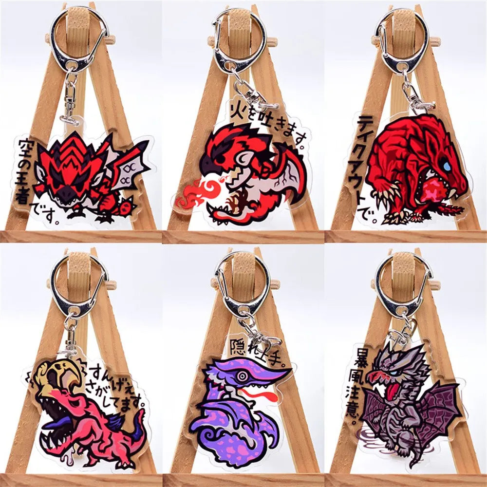 6cm Game Monster Hunter Acrylic keychain 6cm student bag bag small pendant small gift decoration