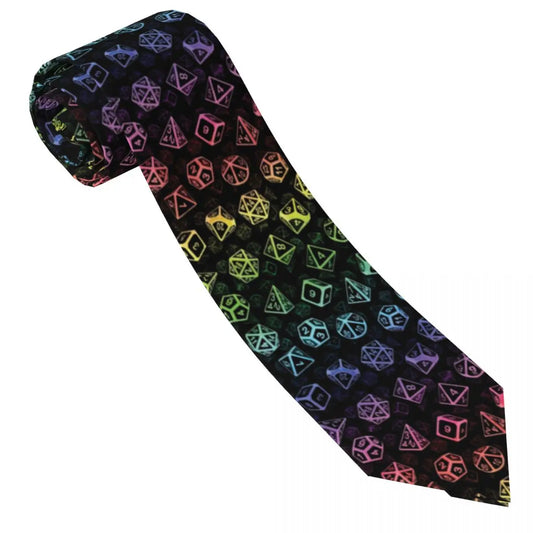 D20 Dice Set Tie Game Master Graphic Neck Ties Classic Elegant Collar Tie Unisex Adult Cosplay Party Necktie Accessories