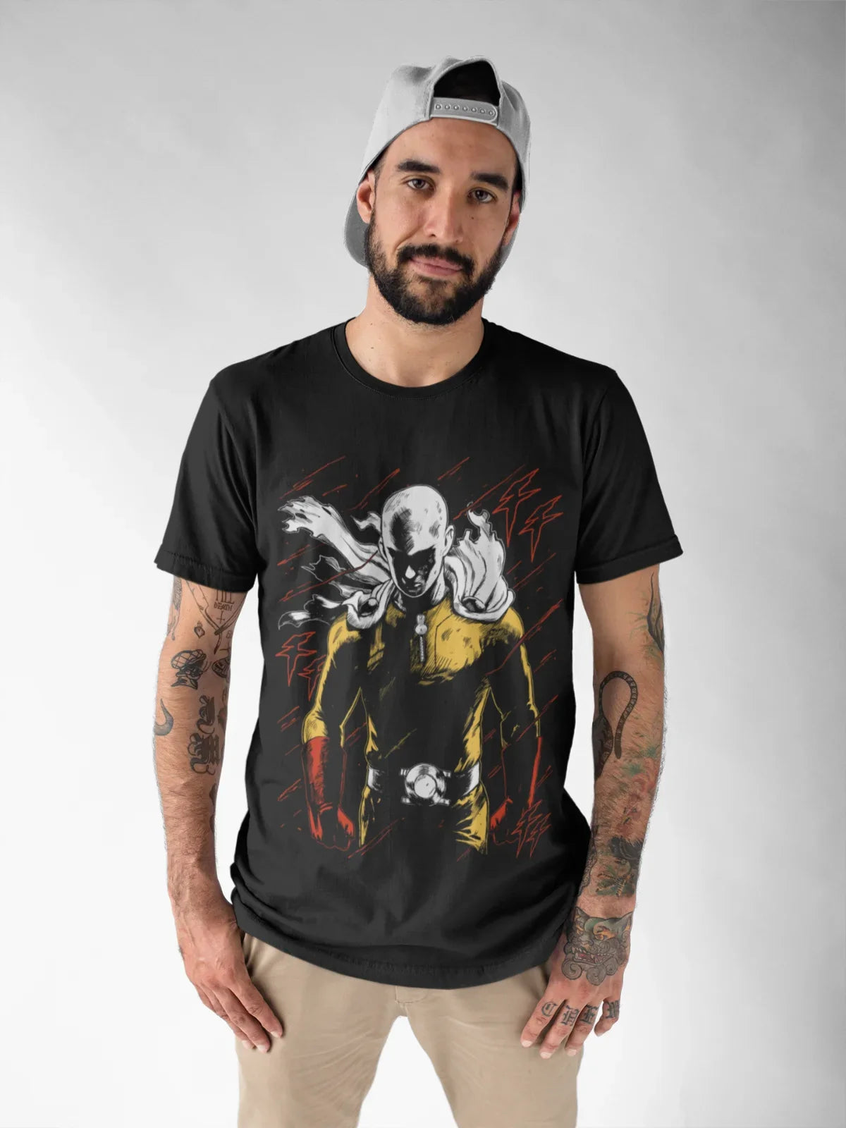 Saitama T-Shirt: One Punch Man Horror Manga Black Tee