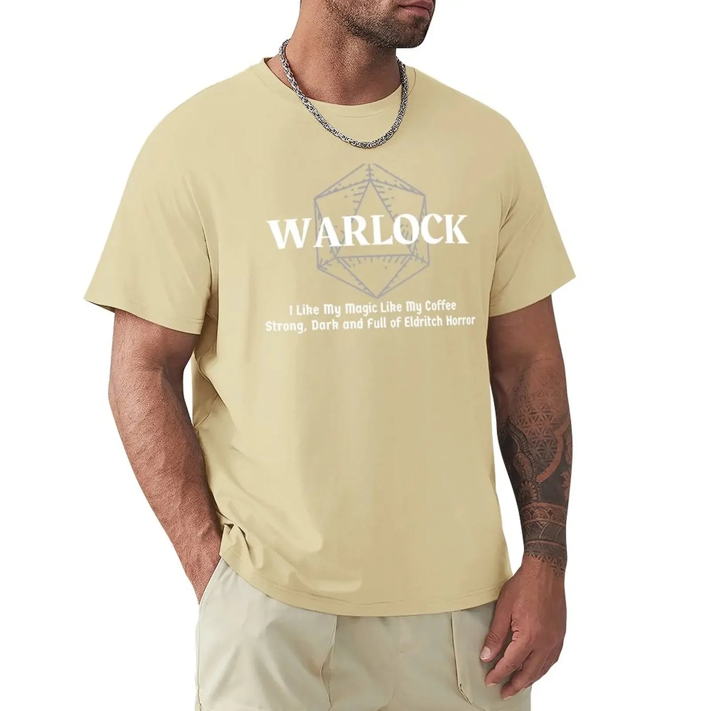 J'aime ma magie comme mon café DnD Warlock classe T-Shirt vêtements mignons blancs hommes t-shirts drôles