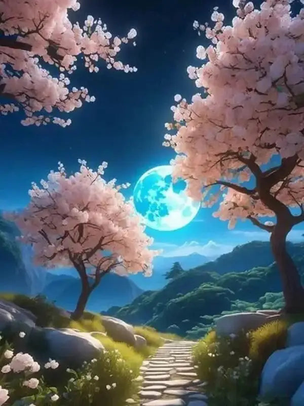 Moon Cherry Blossom Tree Diamond painting