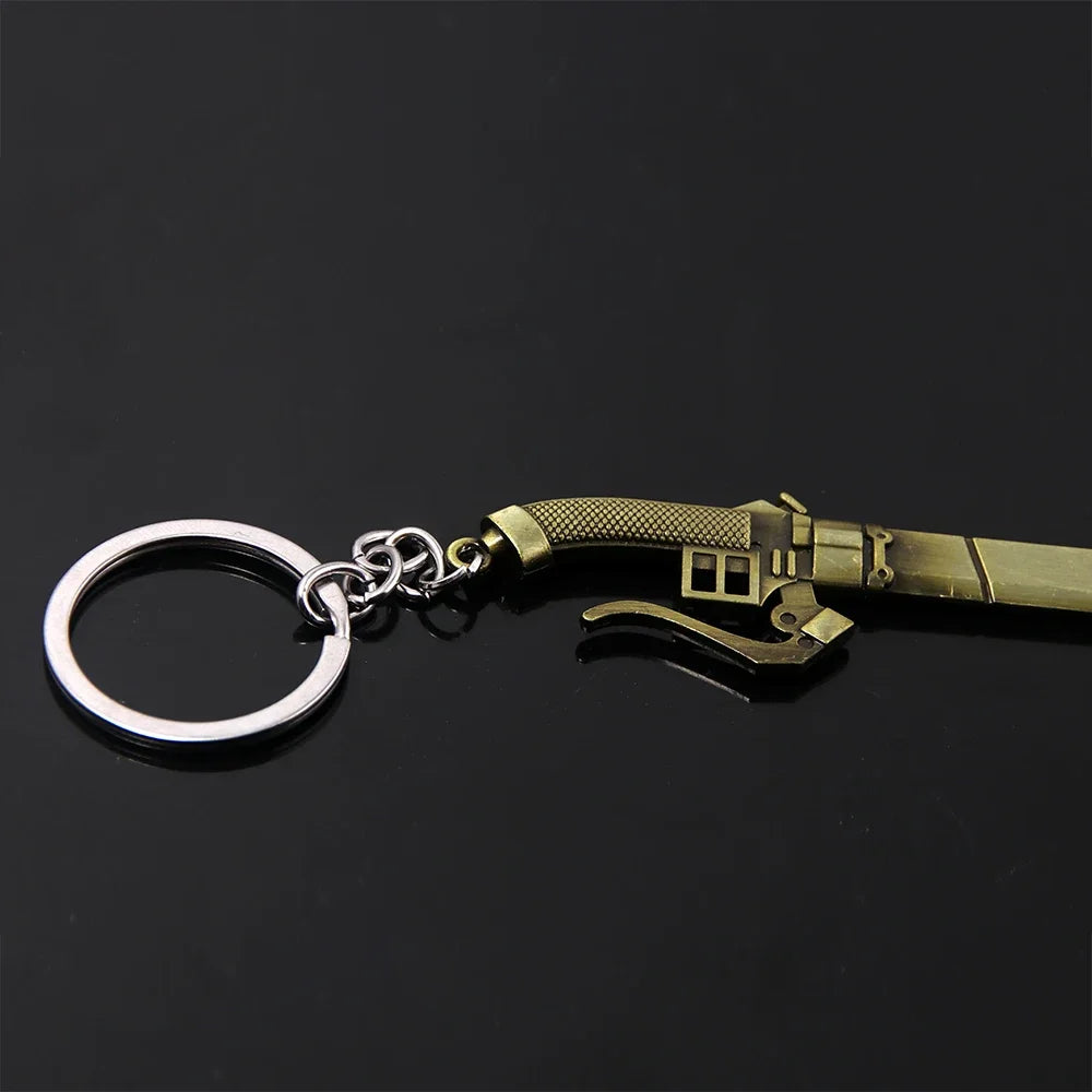 Anime Attack On Titan Eren Sword Keychain Shingeki No Kyojin Wings Of Liberty Pendant Car Keyring For Fans Cosplay Jewelry