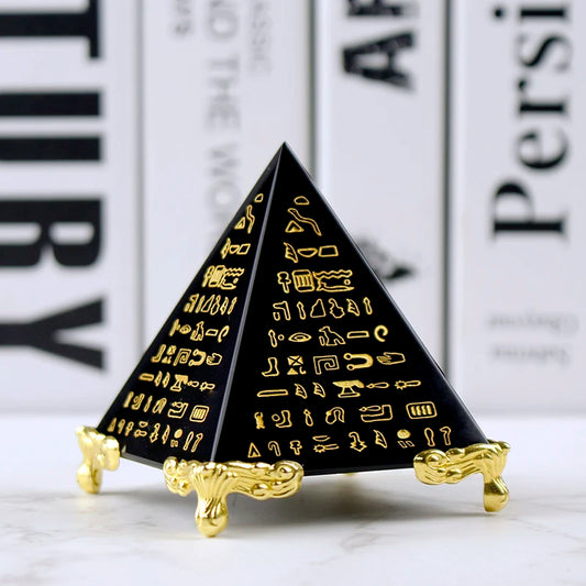 Egypt Crystal Obsidian Pyramid Model Natural Energy Healing Feng Shui Home Decor Living Room Decoration Paperweight
