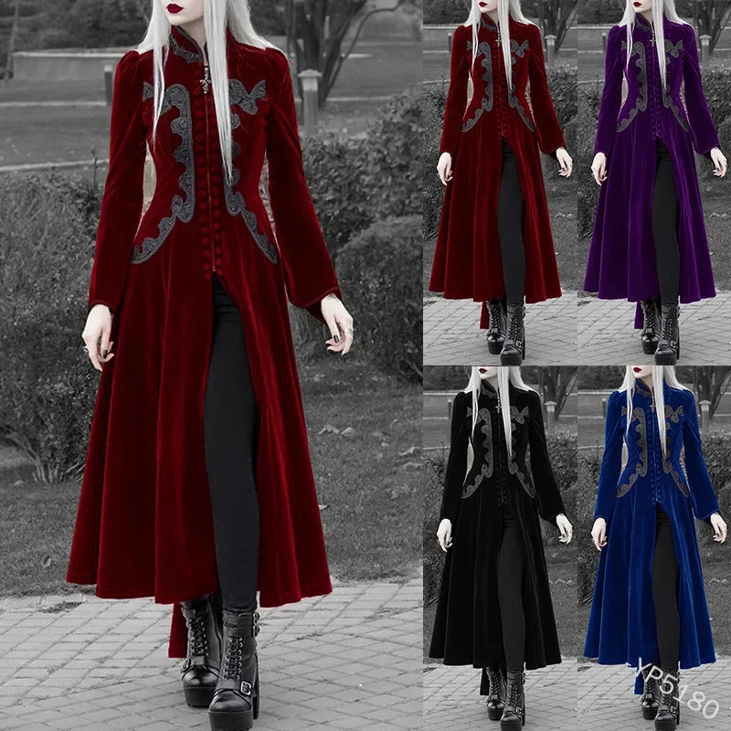 Manteau de Cosplay médiéval pour femme, veste victorienne de la Renaissance, Costumes en dentelle Steampunk, Vintage, gothique, smoking, déguisement d'halloween, fête