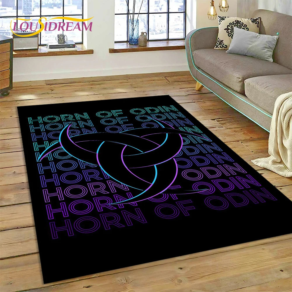 Nordic Viking Mythology Odin Valhalla Carpet Rug for Home Living Room Bedroom Sofa Doormat Decor,kid Area Rug Non-slip Floor Mat