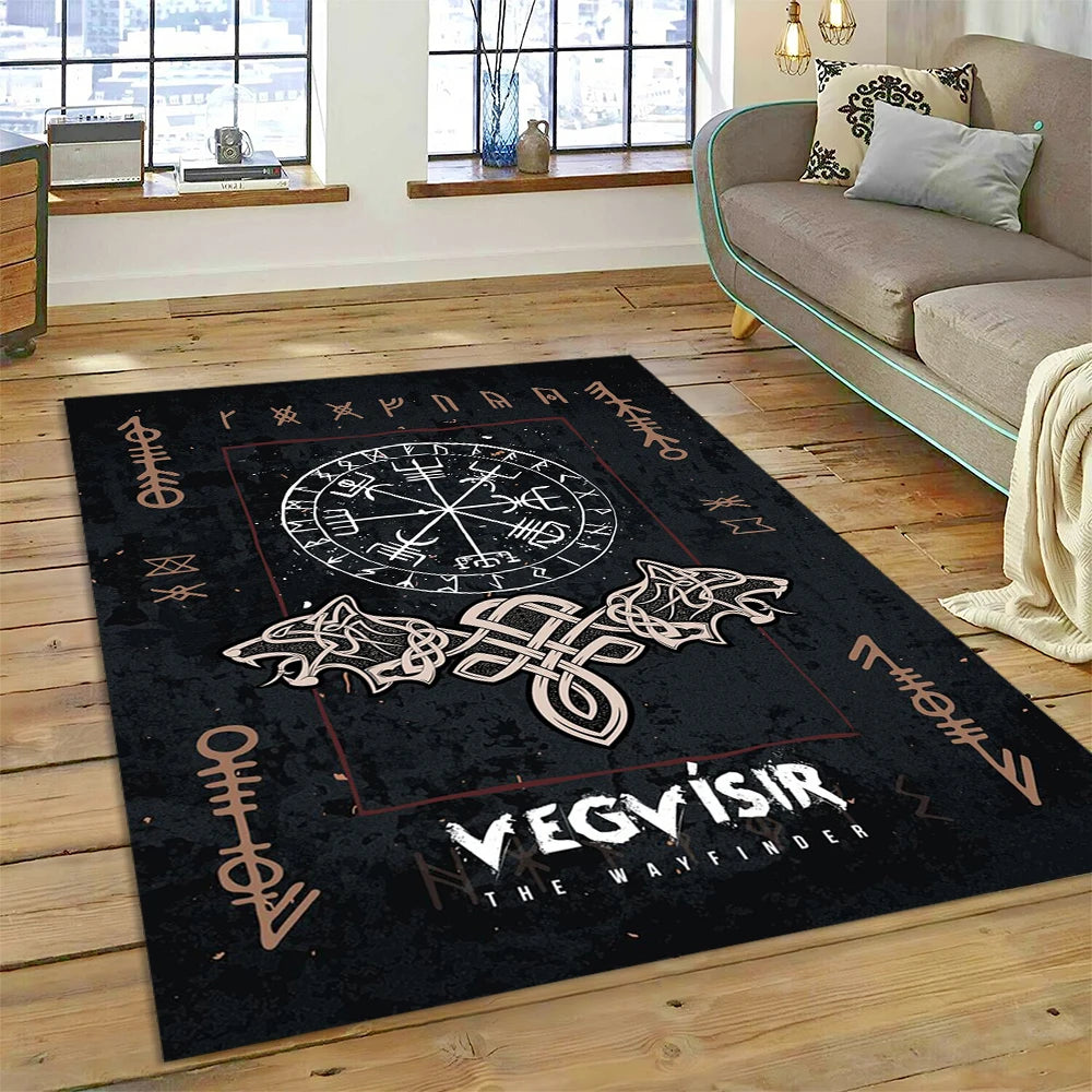 Nordic Viking Mythology Odin Valhalla Carpet Rug for Home Living Room Bedroom Sofa Doormat Decor,kid Area Rug Non-slip Floor Mat