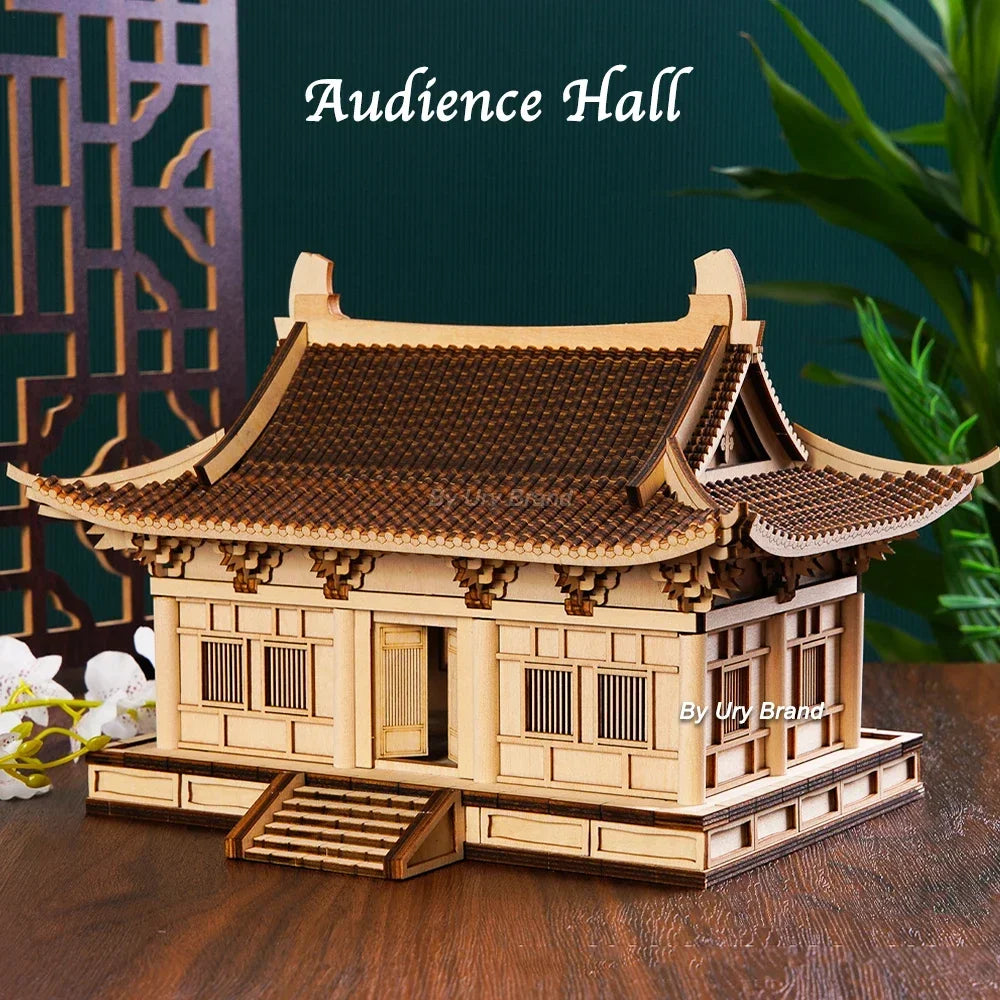 Rompecabezas tradicional chino de casa de madera 3D con construcción de luz, modelo DIY, juego de ensamblaje, juguete para regalo de escritorio para niños y adultos
