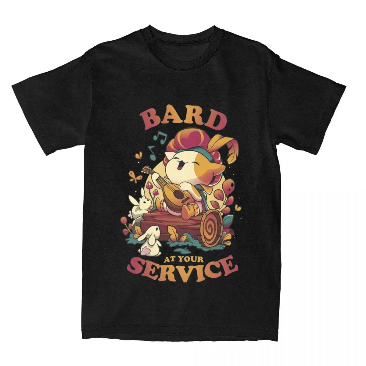 Vintage DnD Bard's Call T-Shirts Men O Neck 100% Cotton T Shirts Cute Cat Gamer Short Sleeve Tees Printed Clothes