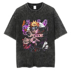 Naruto Rock Lee Streetwear T Shirt Vintage Washed Black