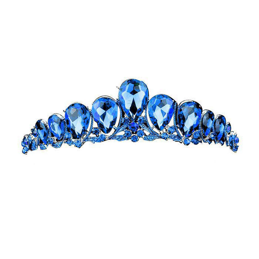 Crystal Glass Teardrop Cluster Princess Tiara