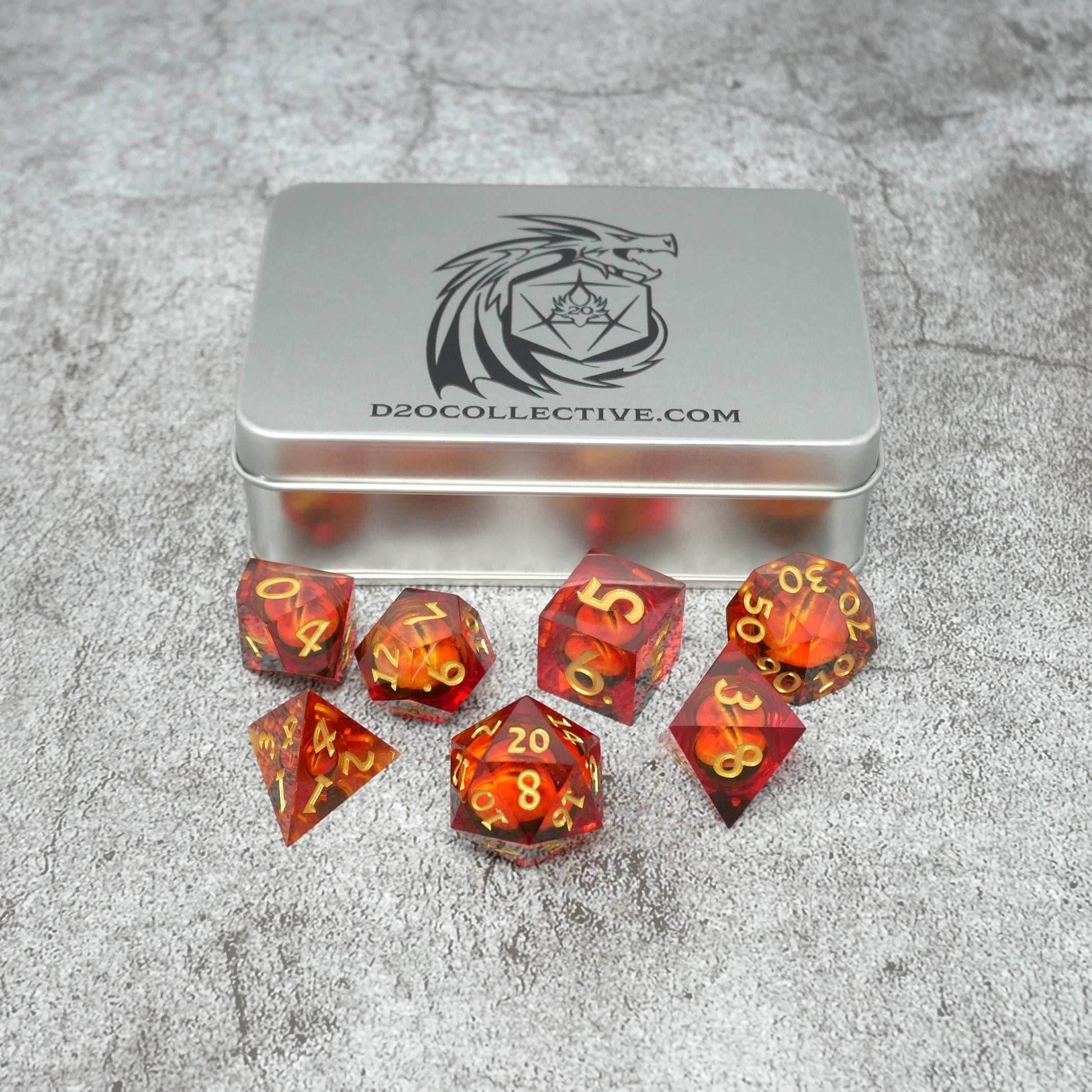 Sauron's Eye | 7 Piece Moving Eye DnD Dice Set | Acrylic RPG Gaming Dice - 