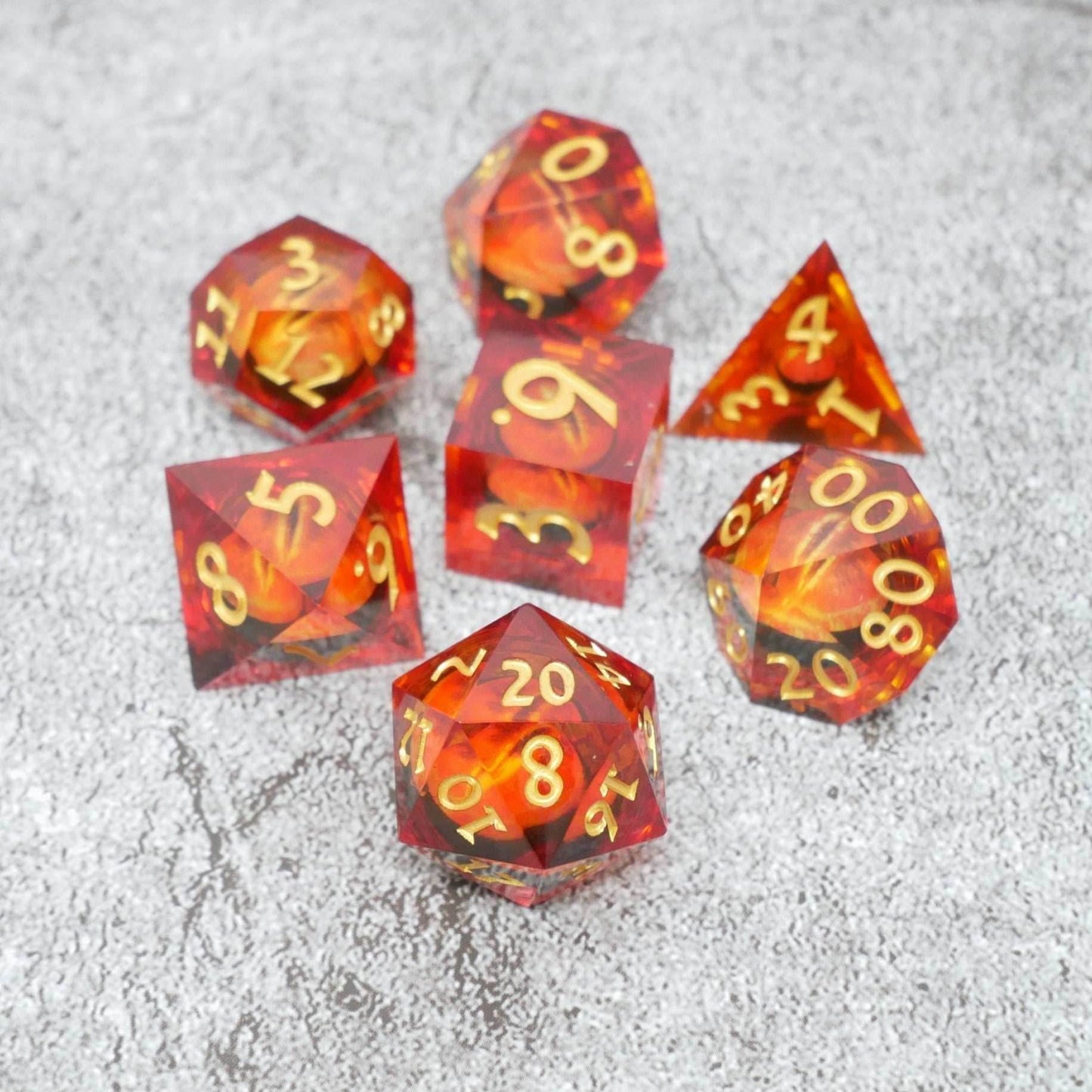 Sauron's Eye | 7 Piece Moving Eye DnD Dice Set | Acrylic RPG Gaming Dice - 
