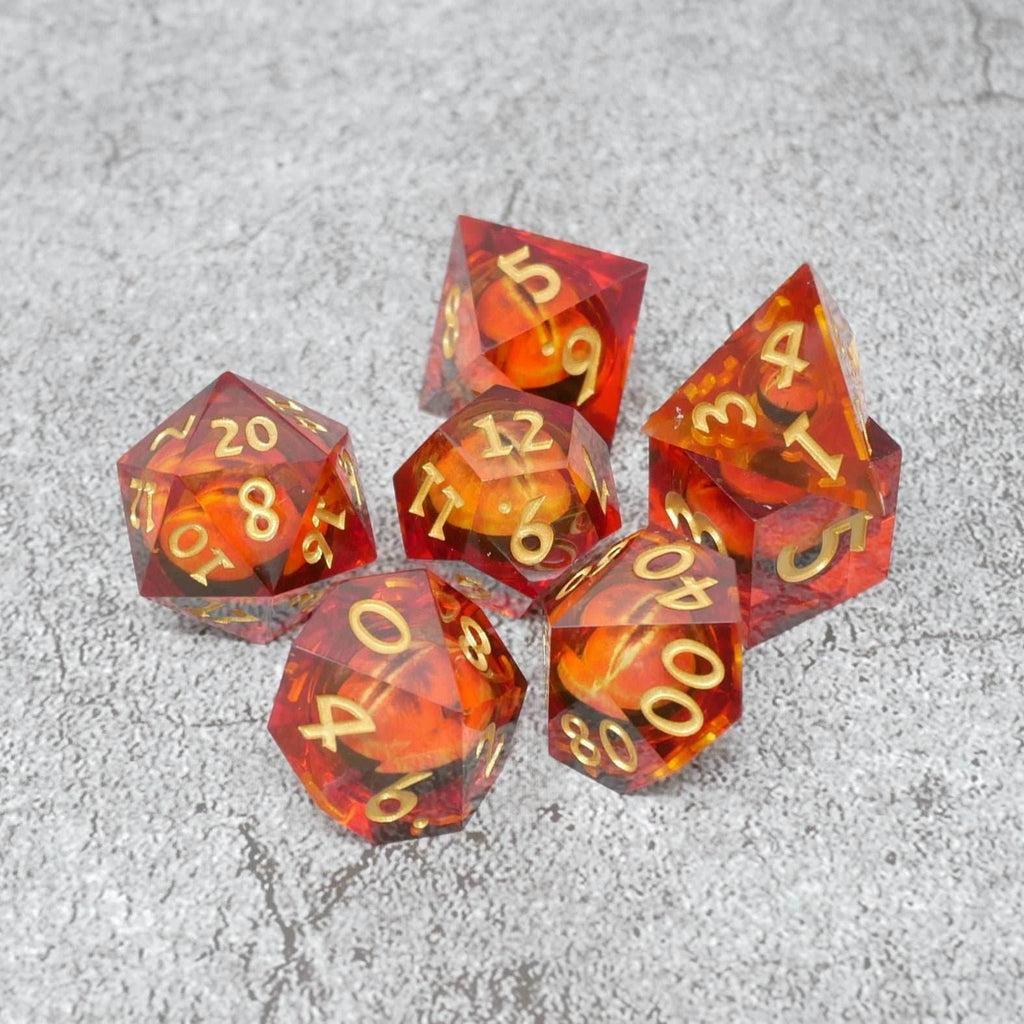 Sauron's Eye | 7 Piece Moving Eye DnD Dice Set | Acrylic RPG Gaming Dice - 