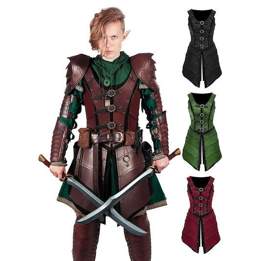 Vintage Medieval Renaissance Viking Leather Gothic Vest Armor Elf Archer Knight Warrior Retro Cosplay Costume Halloween
