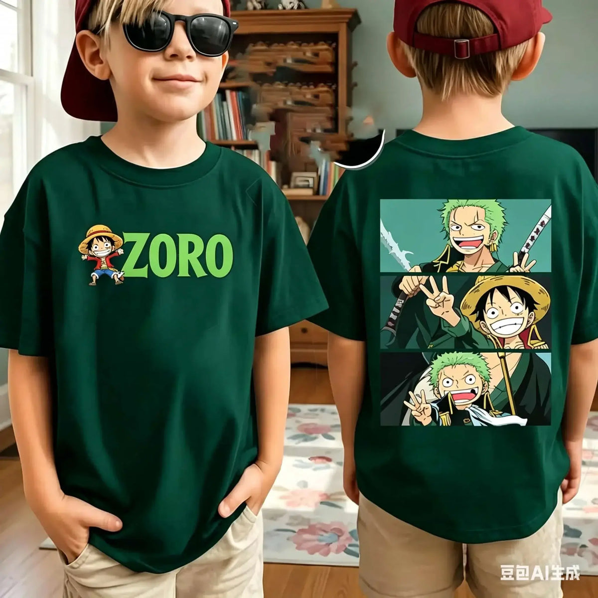 One Piece Zoro Luffy Men's T-Shirt Harajuku Family Matching Tee