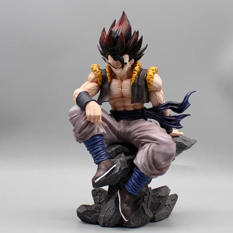 Sitting Gogeta Super Saiyan and Blue Anime Figure, 3 Swappable Heads Dragon Ball Z Figurines PVC 23 CM