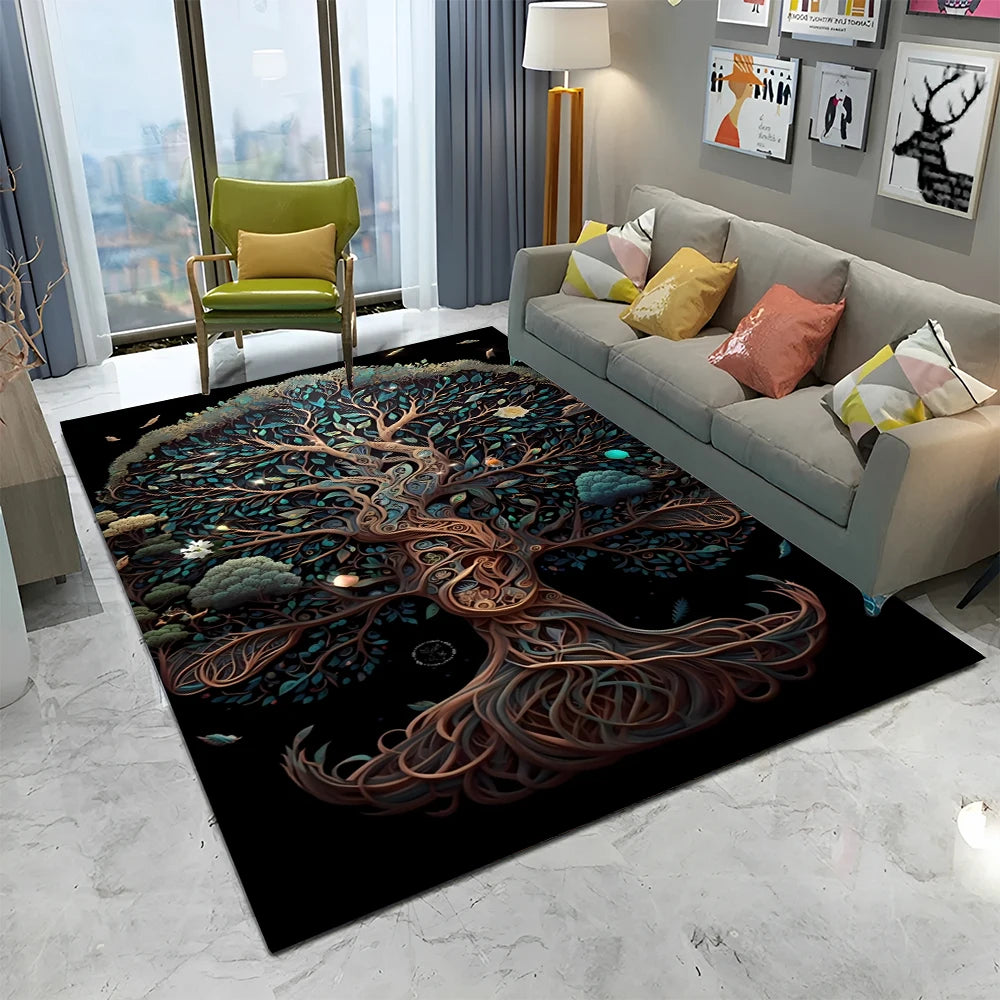 Viking Norse Yggdrasil Tree of Life Carpet Rug for Home Living Room Bedroom Sofa Doormat Decor,Kid Area Rug Non-slip Floor Mat