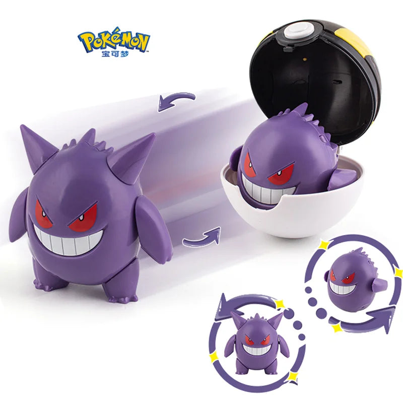 Pokemon Pokeball Anime Figures Toys, Pikachu Gengar Dragonite Snorlax Lapras Pocket Pokeball Toys