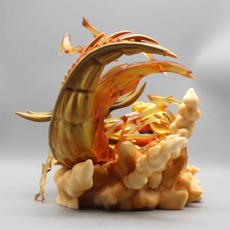 Super Saiyan 3 Goku and Golden Shenron Action Figure, Dragon Ball Z Anime Figurines Pvc 21.5 CM