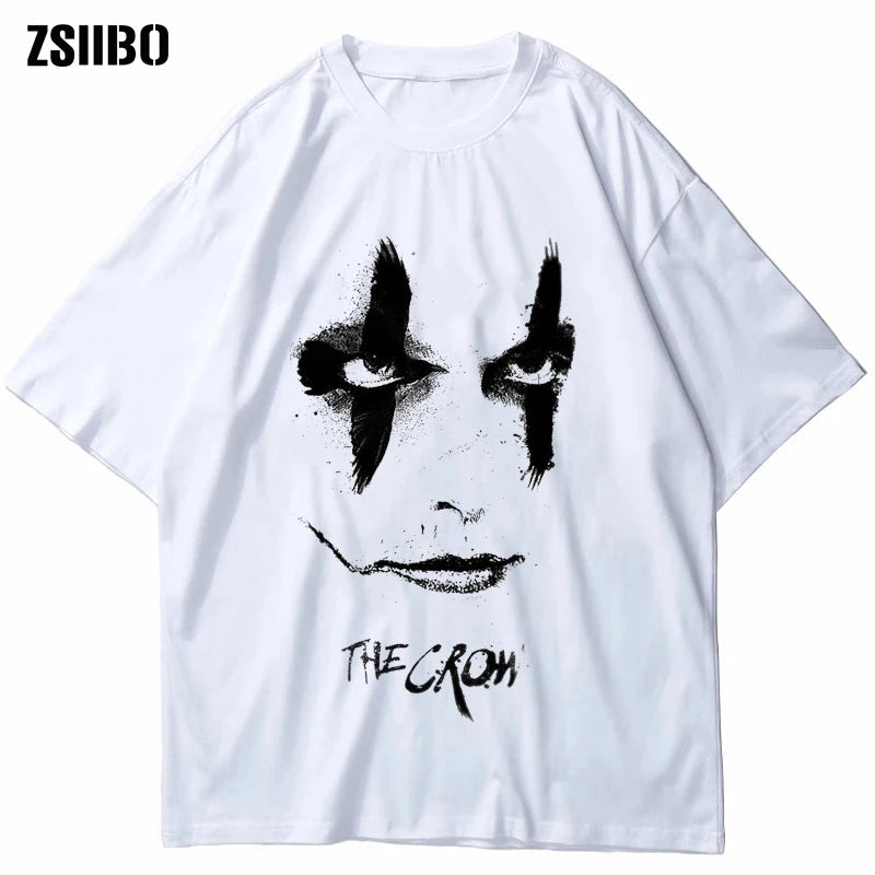 Summer Y2K Crow Print Goth T-shirts Cotton Short Sleeve Crows Movie T Shirt Streetwear Loose Unisex Causal Tees