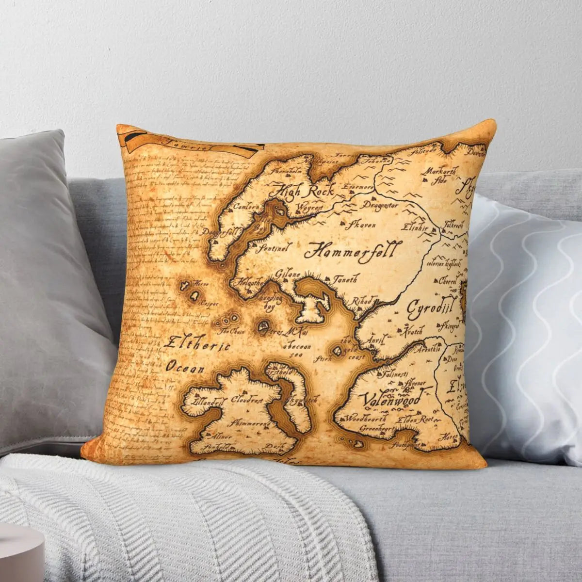 Map Of Tamriel Elder Scrolls IV Oblivion Pillowcase Polyester Linen Velvet Printed Decor Throw Pillow Case Home Cushion Cover