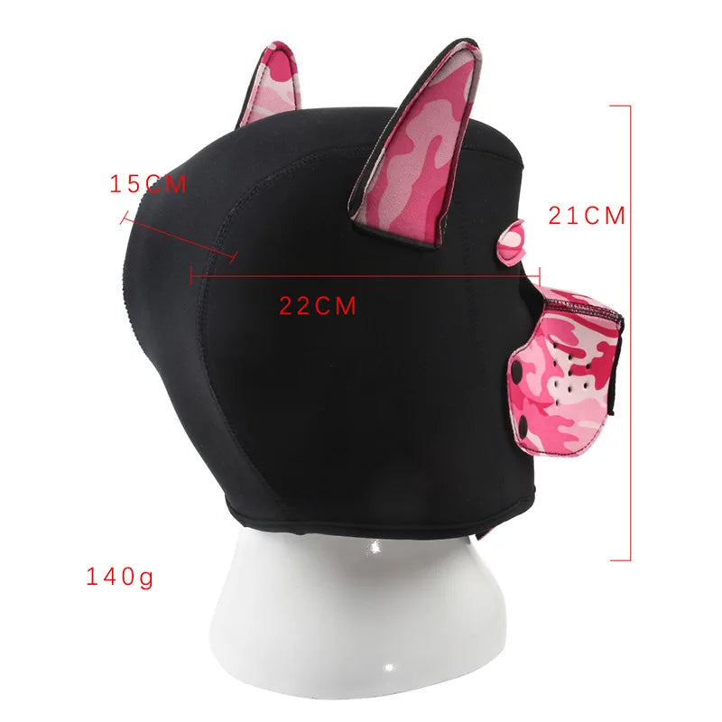 Hot Fashion Dog Mask Puppy Cosplay Full Head for Padded Latex Rubber Role Play with Ears 10 Color