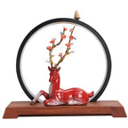 Blossom Deer Round Backflow Incense Burner LED Lamp - Blue
