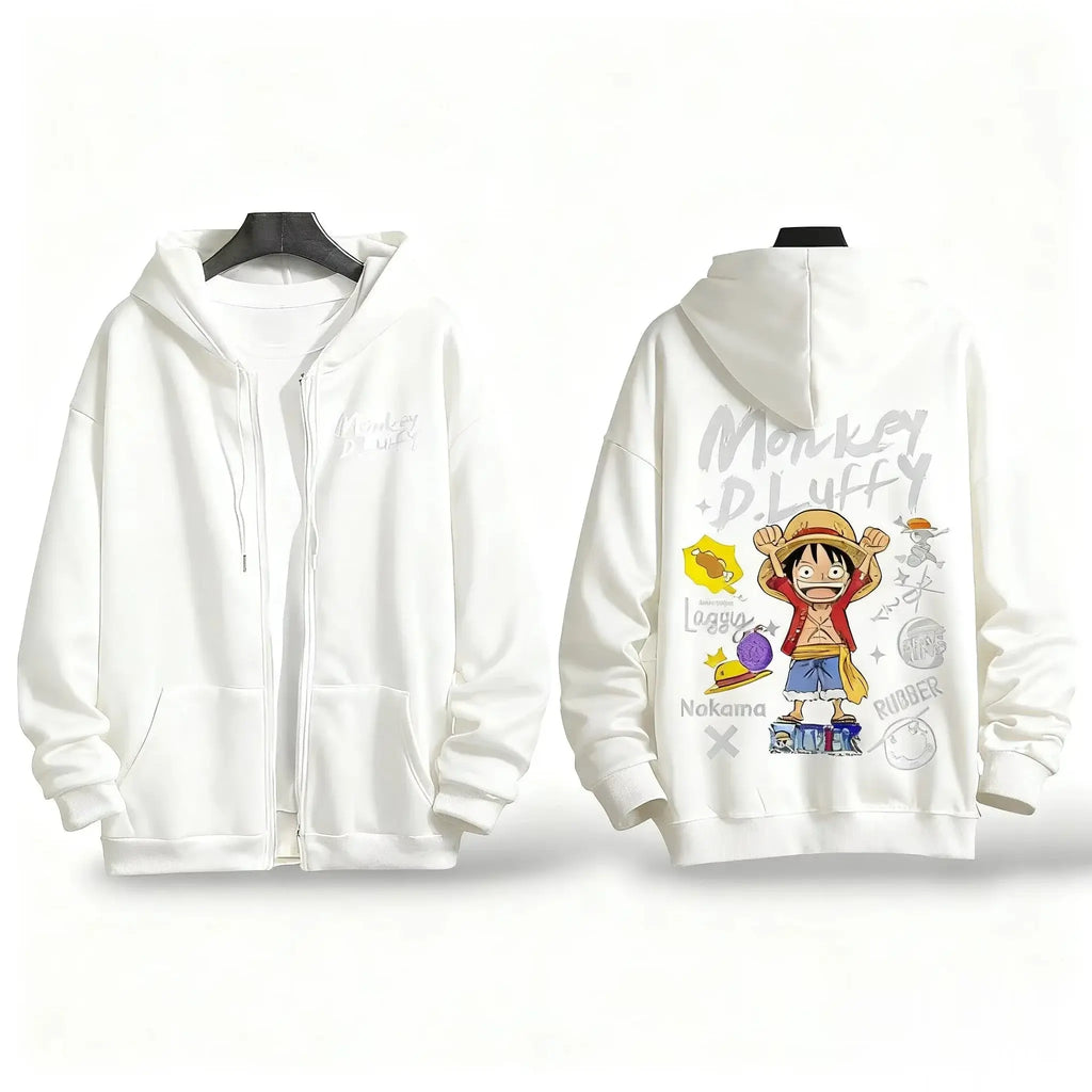 One Piece Anime Zipper Hoodie Y2K Oversized Style