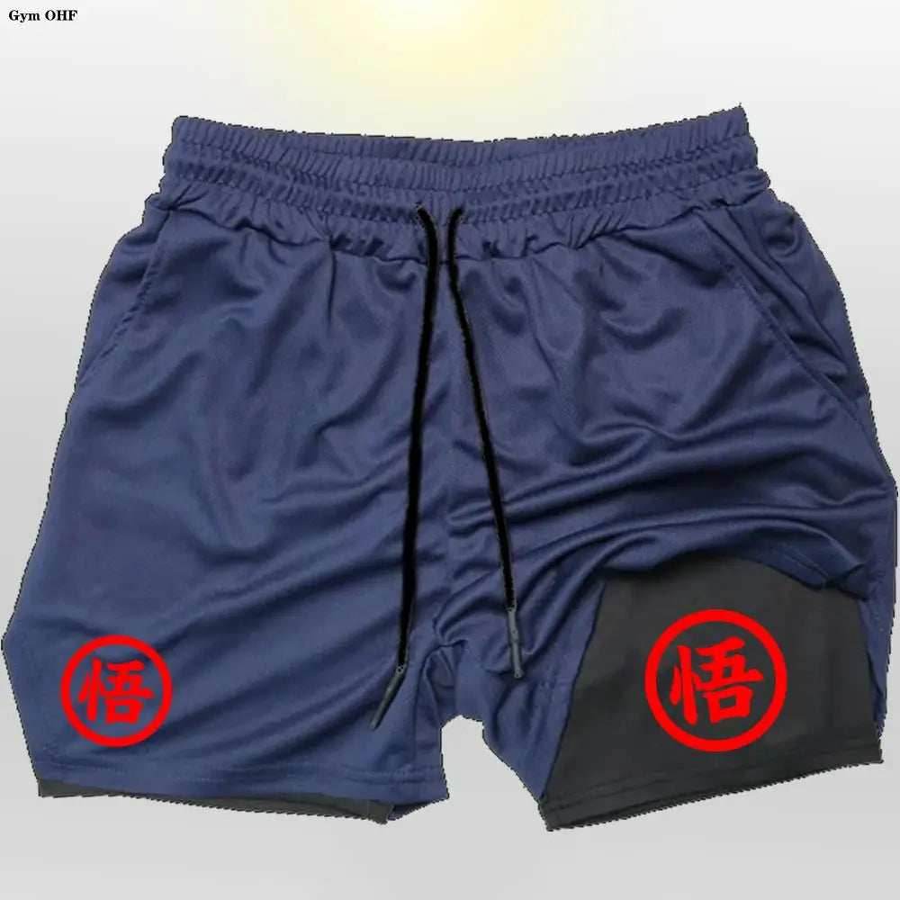Dragon Ball Shorts: Power Up Your Workout! - Navy Blue-Black-2 / XL