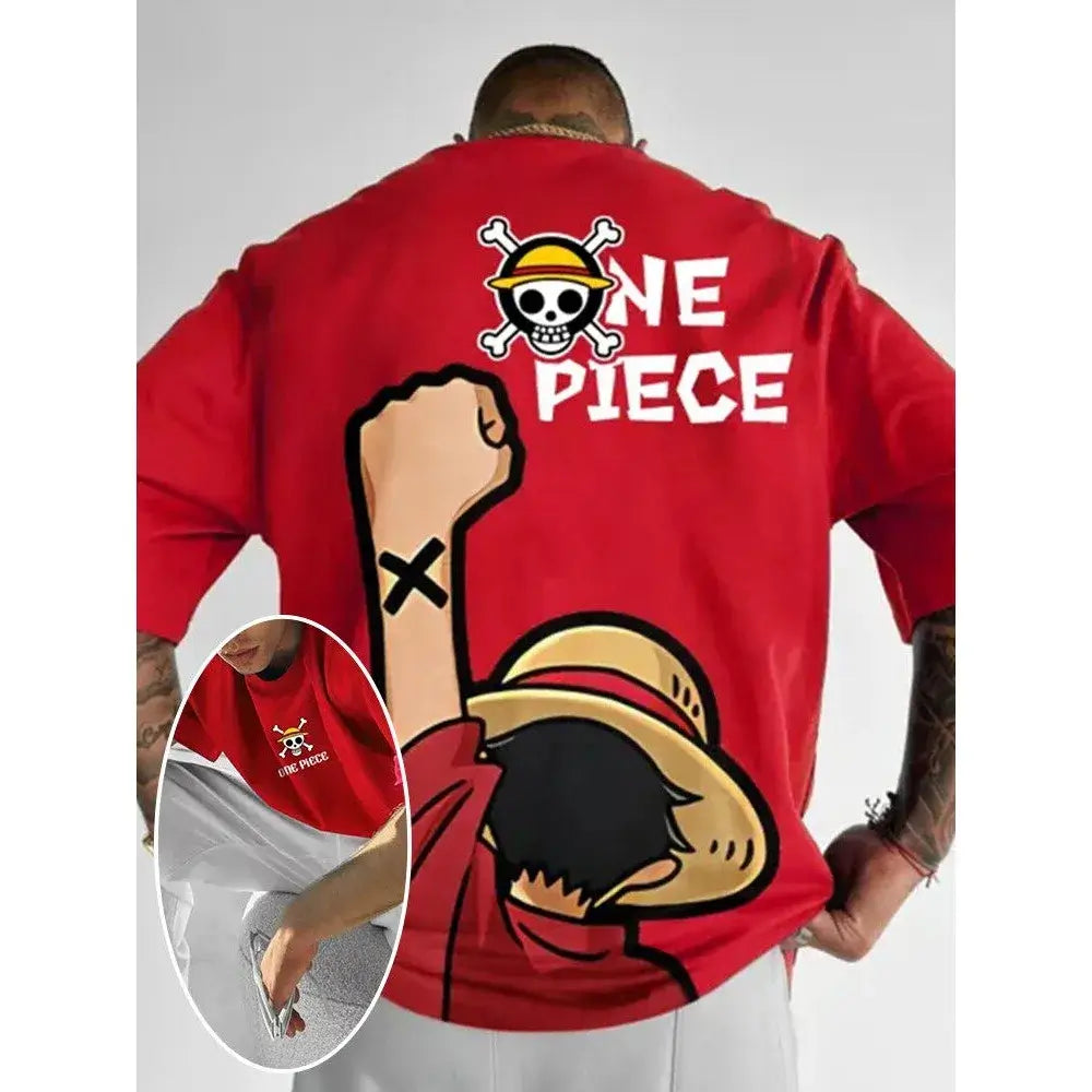 One Piece Graphic T-Shirt: Luffy & Zoro Oversized Streetwear