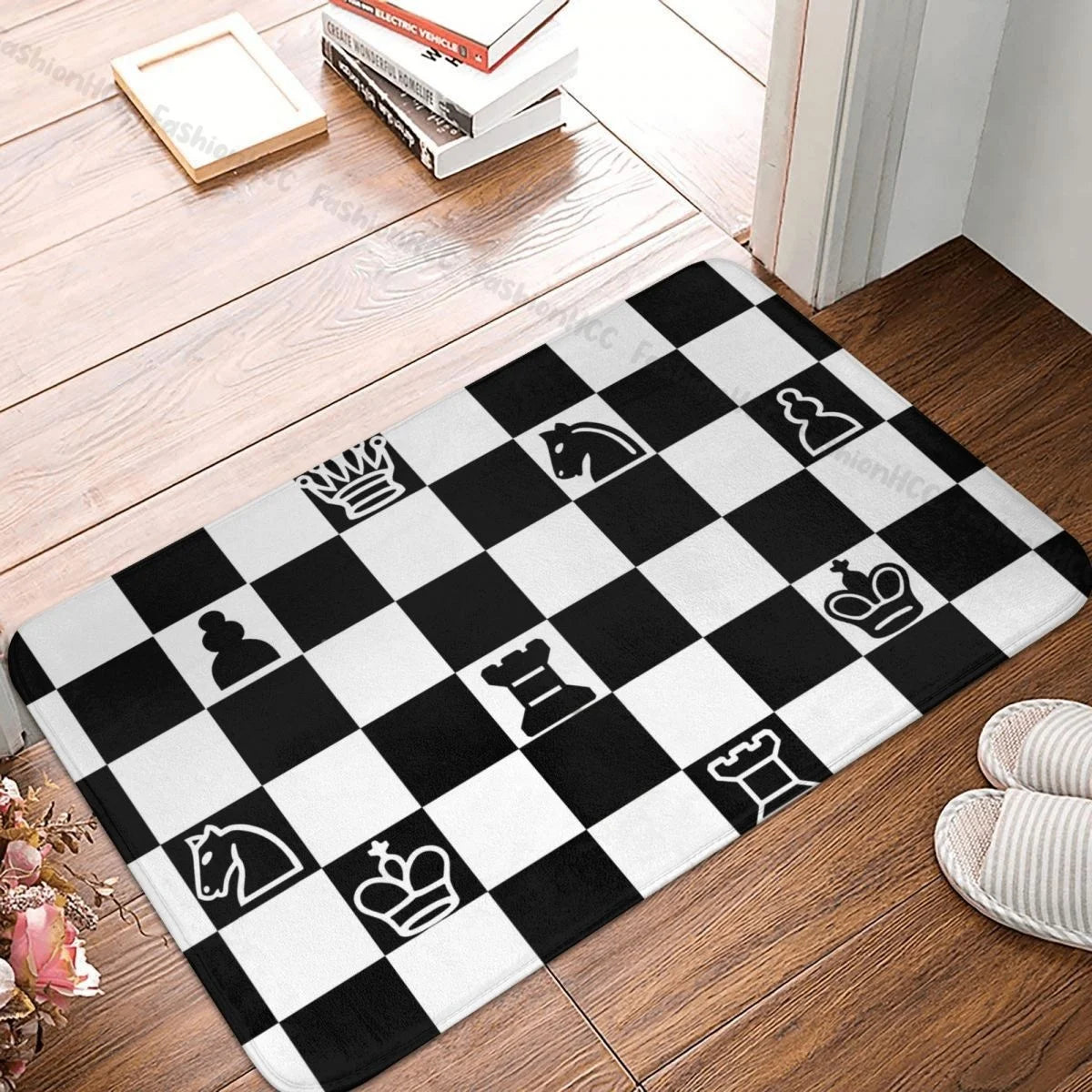 Tapis de salle de bain de bienvenue, paillasson d'échecs, de cuisine, d'extérieur, décoration de la maison