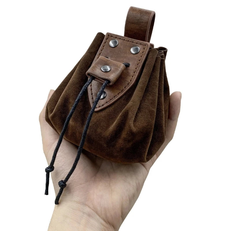 Cinturón Medieval de cuero PU, riñonera Vintage, bolso con cordón portátil, monedero, accesorio para fiesta de Halloween y Cosplay