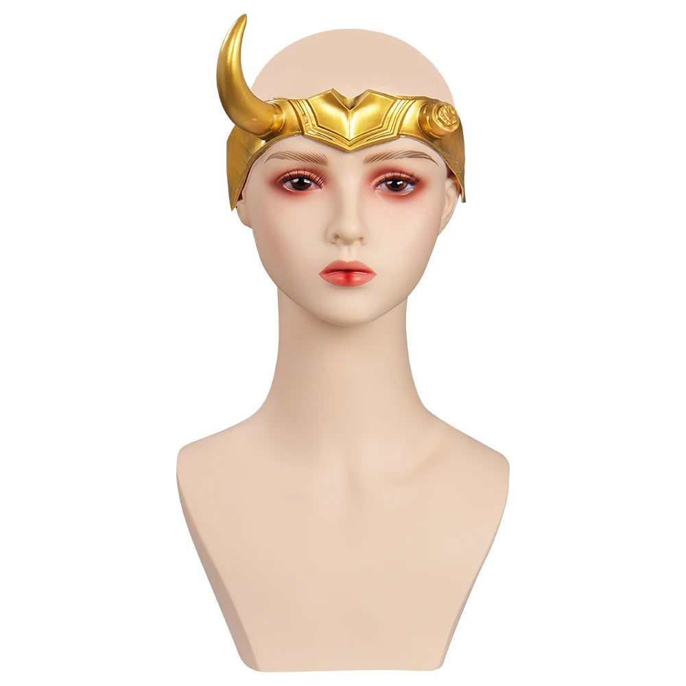 Fancy Loki Horns Mask For Men Movie Super Villain Cosplay Costume Accessories Golden Latex Helmet Man Woman Fantasy Props Gifts